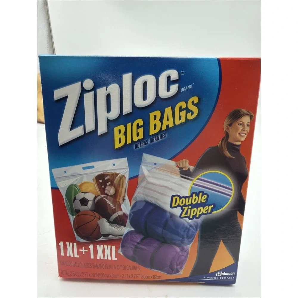 NEW Ziploc Big Bags XL & XXL 10 & 20 Gallon Size 2006 NOS Sealed Discontinued